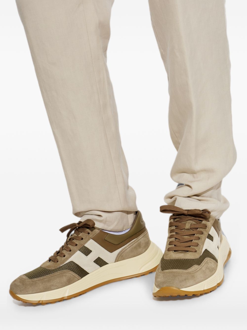 HOGAN Sneakers marroni multilayer in suede