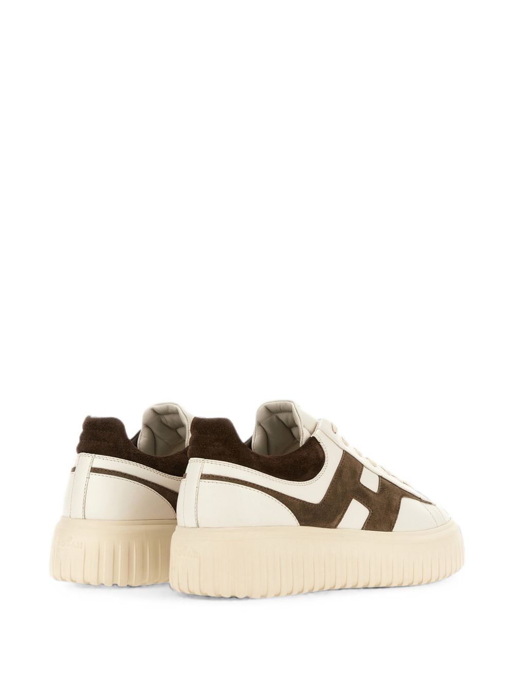 HOGAN Sneakers beige chiaro con dettagli in suede marrone