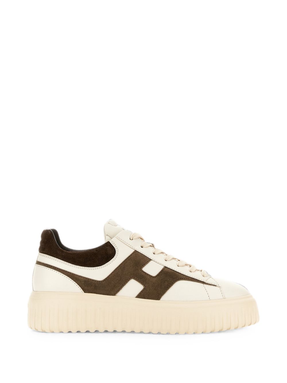 HOGAN Sneakers beige chiaro con dettagli in suede marrone