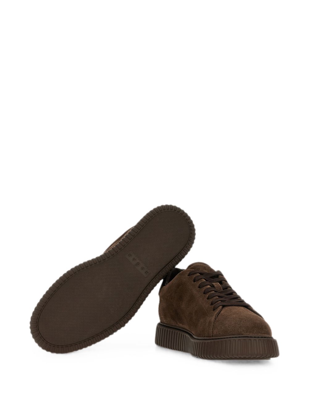 HOGAN Sneakers marroni in suede traspirante con logo laterale