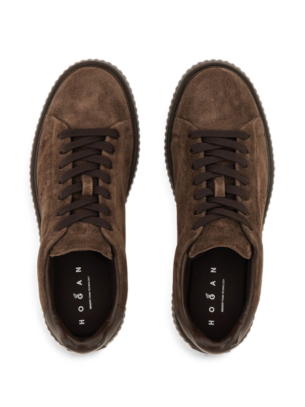 HOGAN Sneakers marroni in suede traspirante con logo laterale