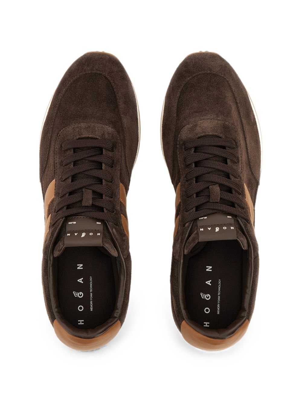 HOGAN Sneakers marroni scuro con inserti in suede e logo cammello