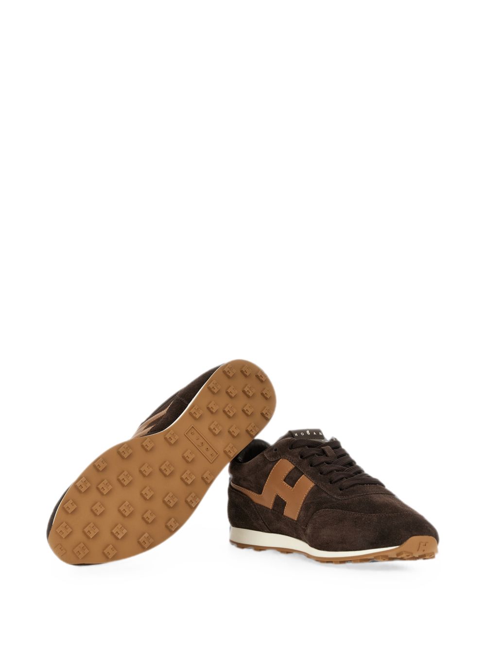 HOGAN Sneakers marroni scuro con inserti in suede e logo cammello