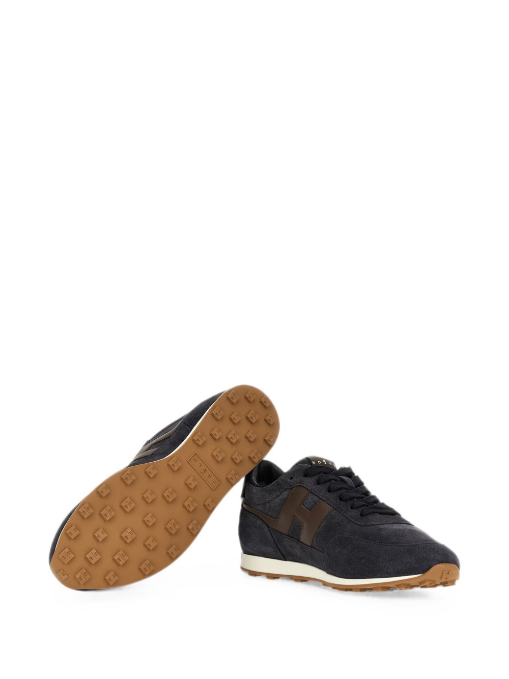 HOGAN Sneakers uomo marrone scuro con inserti in suede e logo