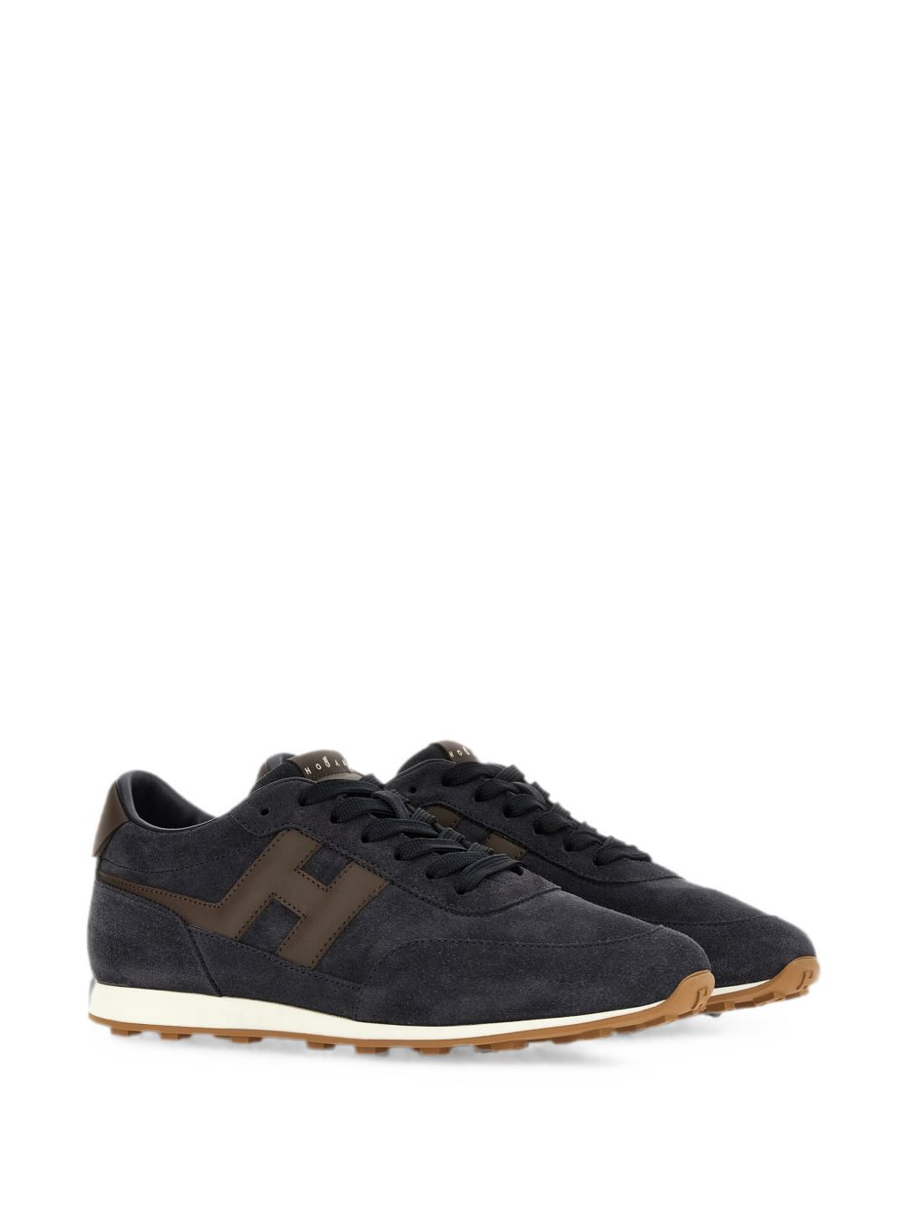 HOGAN Sneakers uomo marrone scuro con inserti in suede e logo