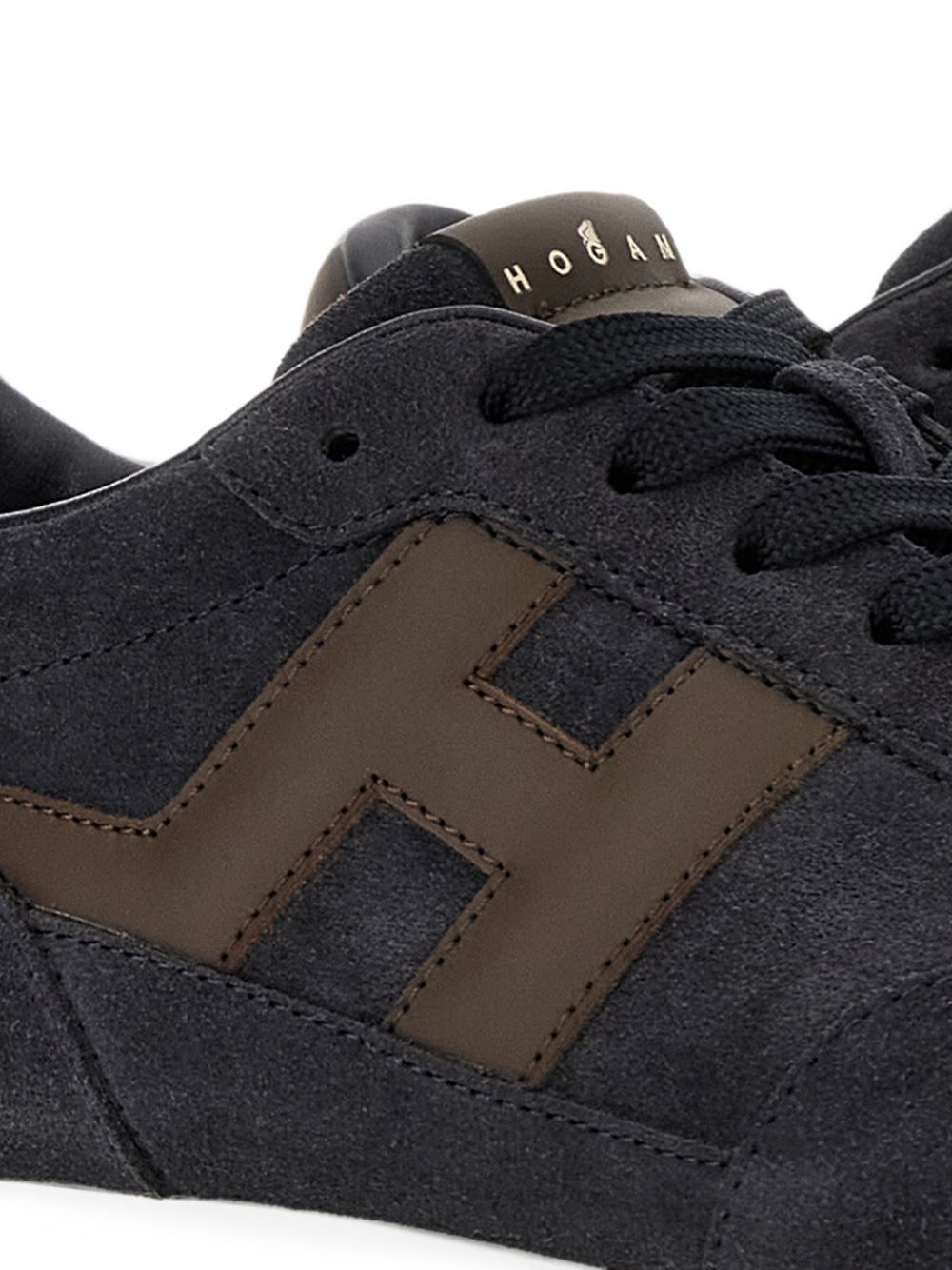 HOGAN Sneakers uomo marrone scuro con inserti in suede e logo