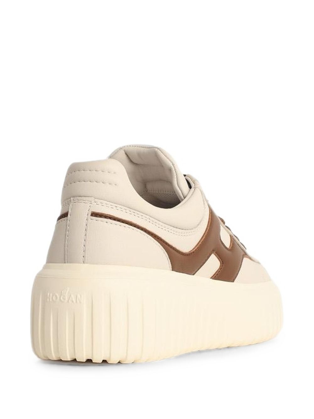HOGAN Sneakers chiare in pelle con dettagli marroni