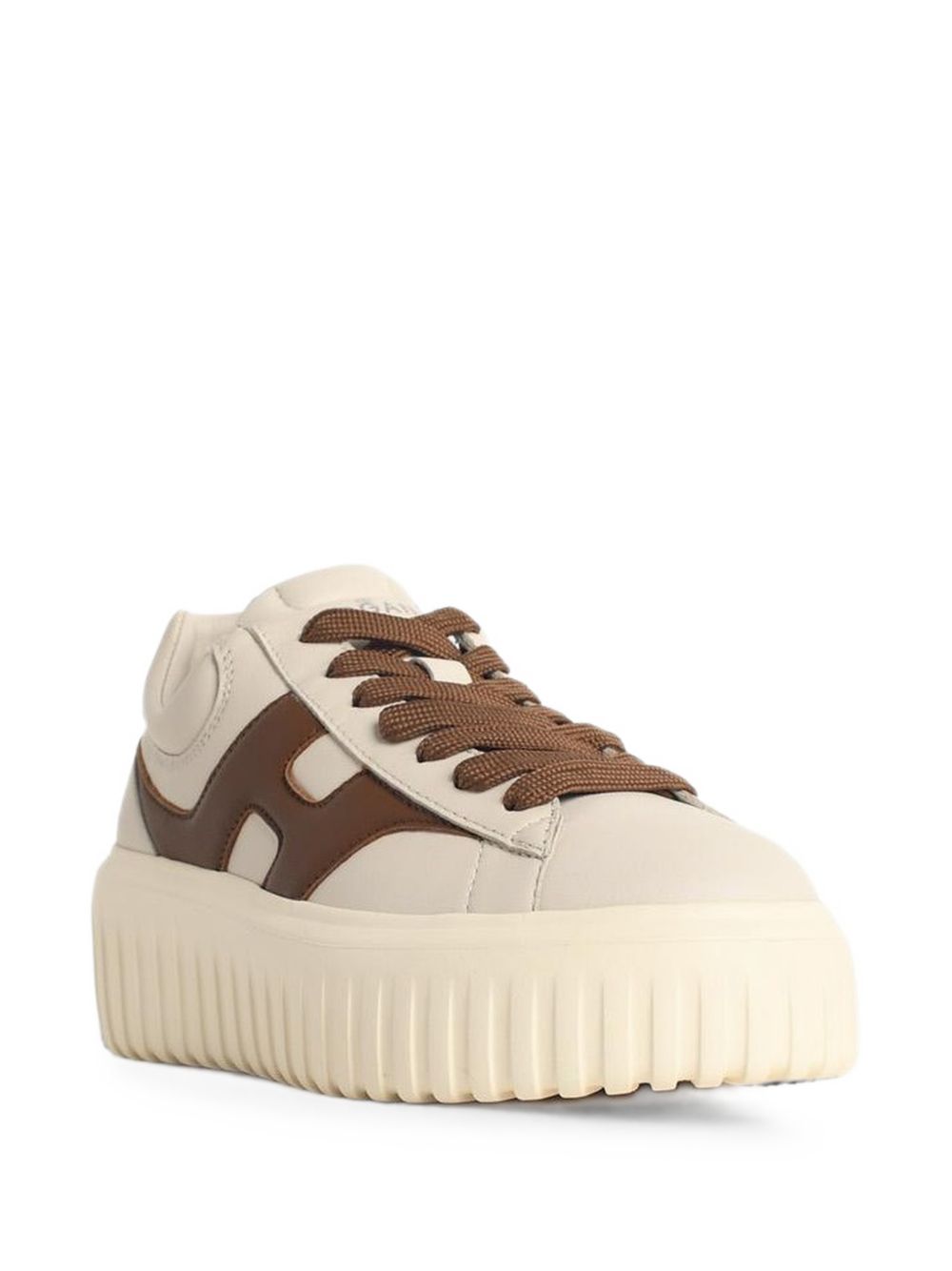 HOGAN Sneakers chiare in pelle con dettagli marroni