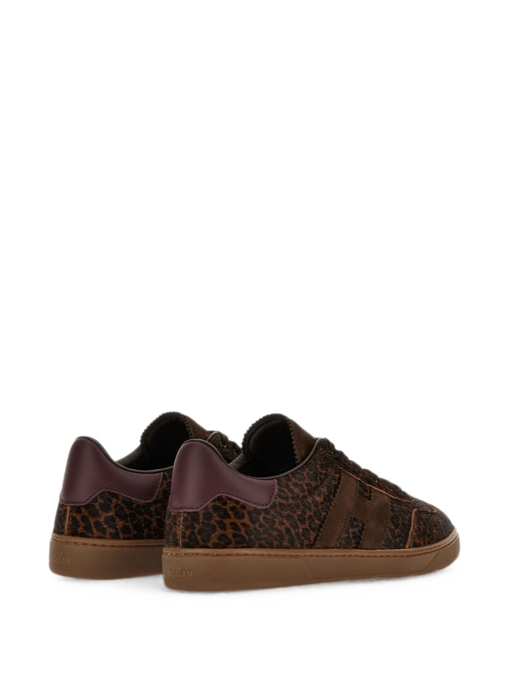 HOGAN Sneakers in pelle marroni con design animalier