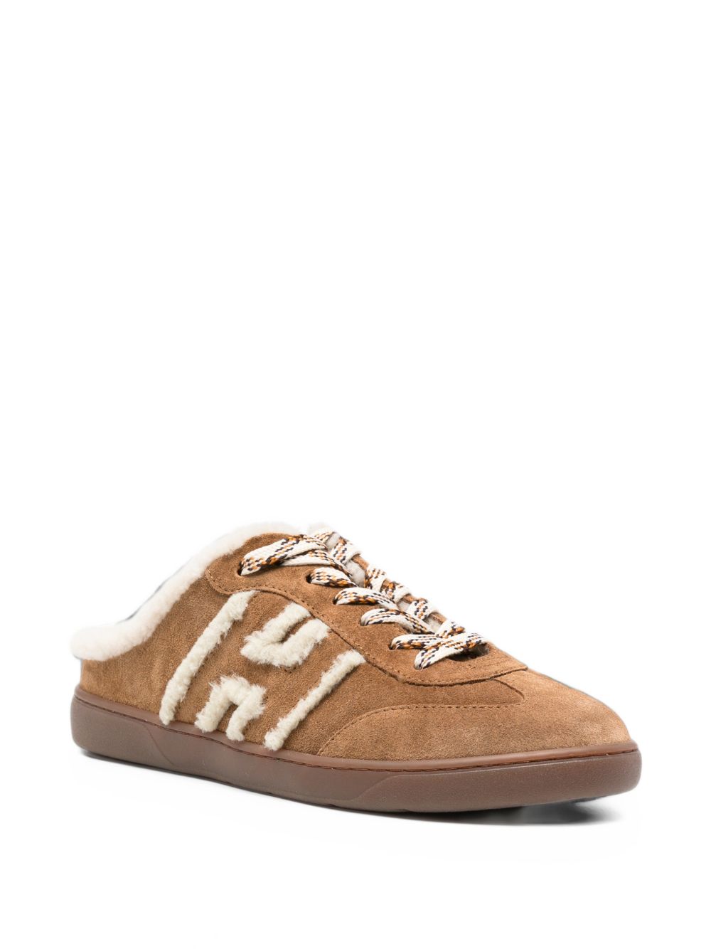 HOGAN Sneakers sabot in pelle marrone con imbottitura