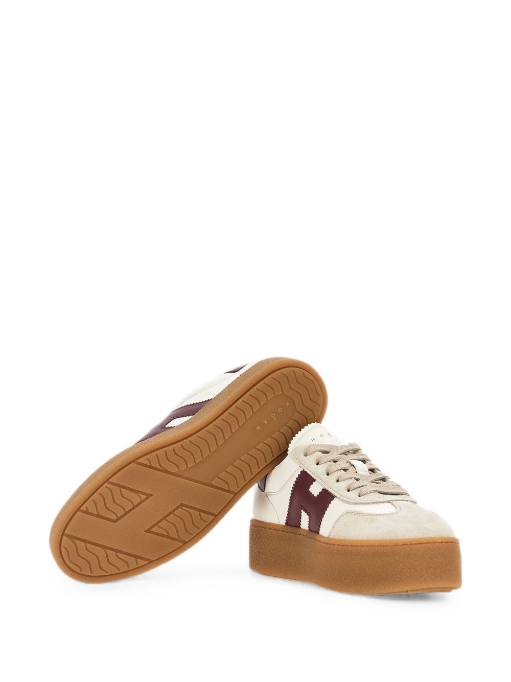 HOGAN Sneakers bianche con dettagli in suede beige e bordeaux