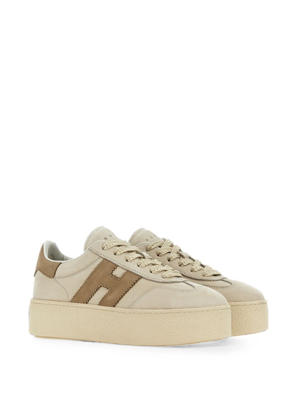HOGAN Sneakers beige con dettagli marroni in suede