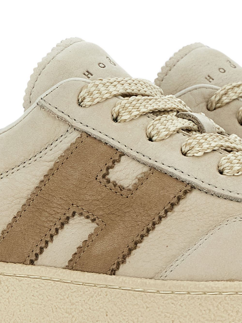 HOGAN Sneakers beige con dettagli marroni in suede