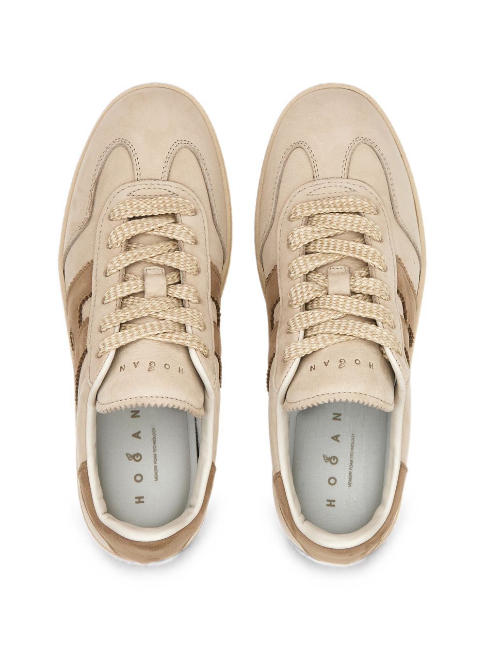 HOGAN Sneakers beige con dettagli marroni in suede