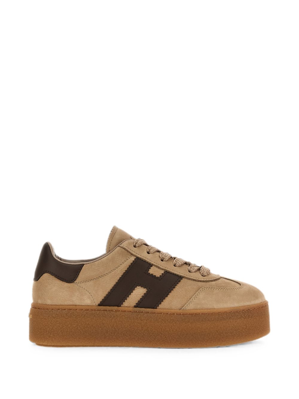 HOGAN Sneakers color cammello con dettagli marroni in suede firmate Hogan