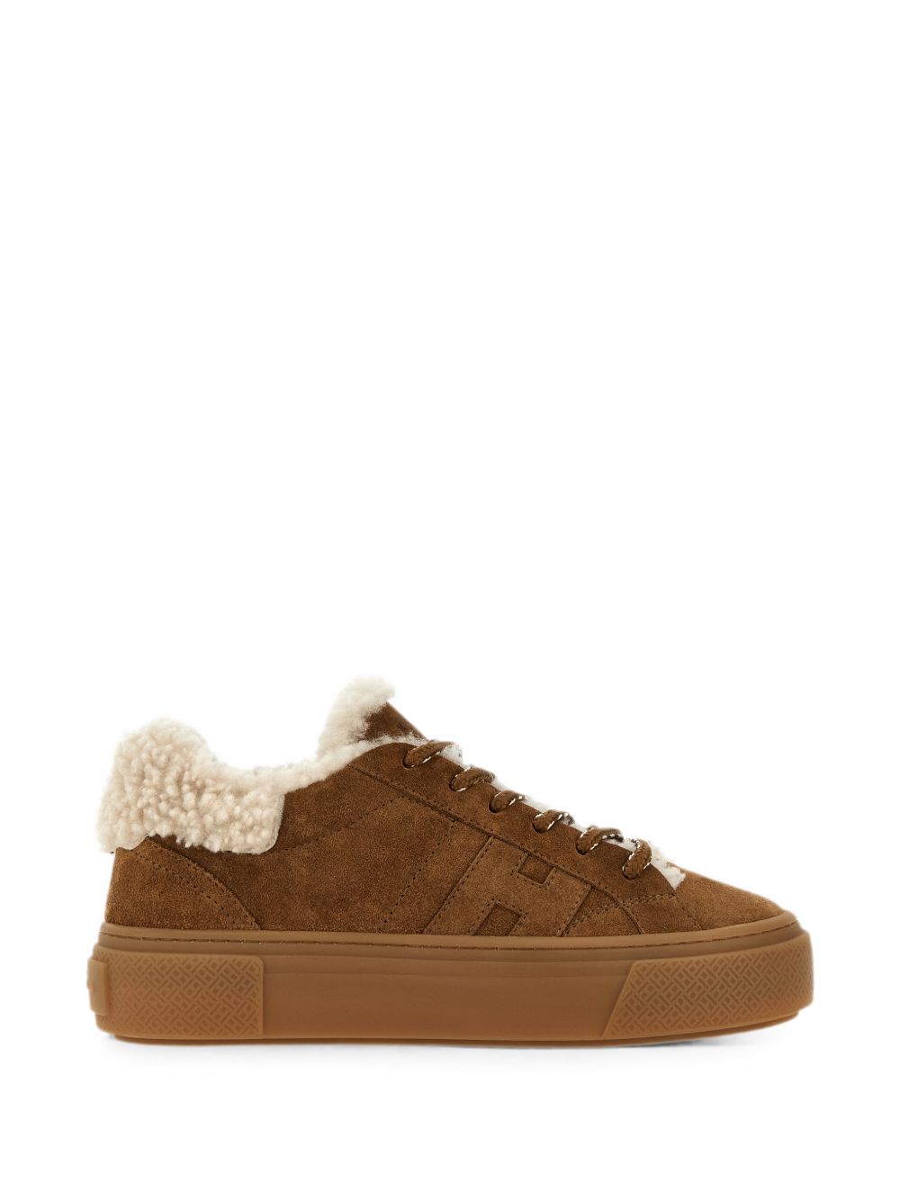 HOGAN Sneakers in suede marrone cammello con interno in fur
