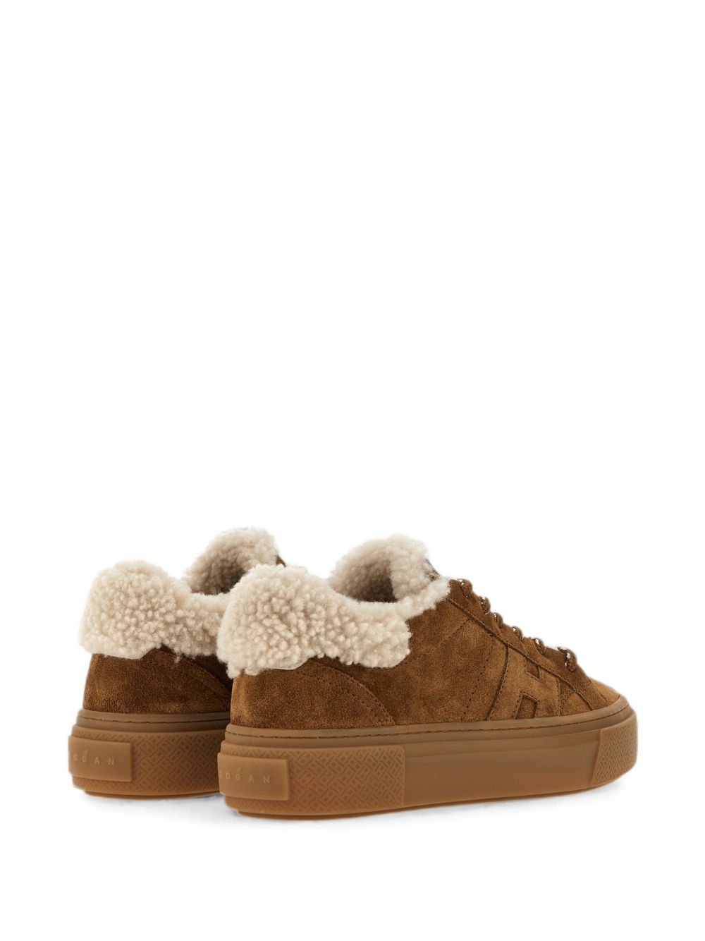 HOGAN Sneakers in suede marrone cammello con interno in fur