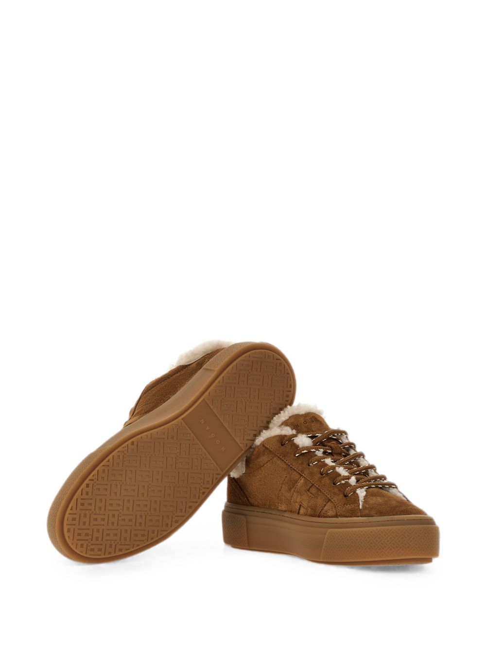 HOGAN Sneakers in suede marrone cammello con interno in fur