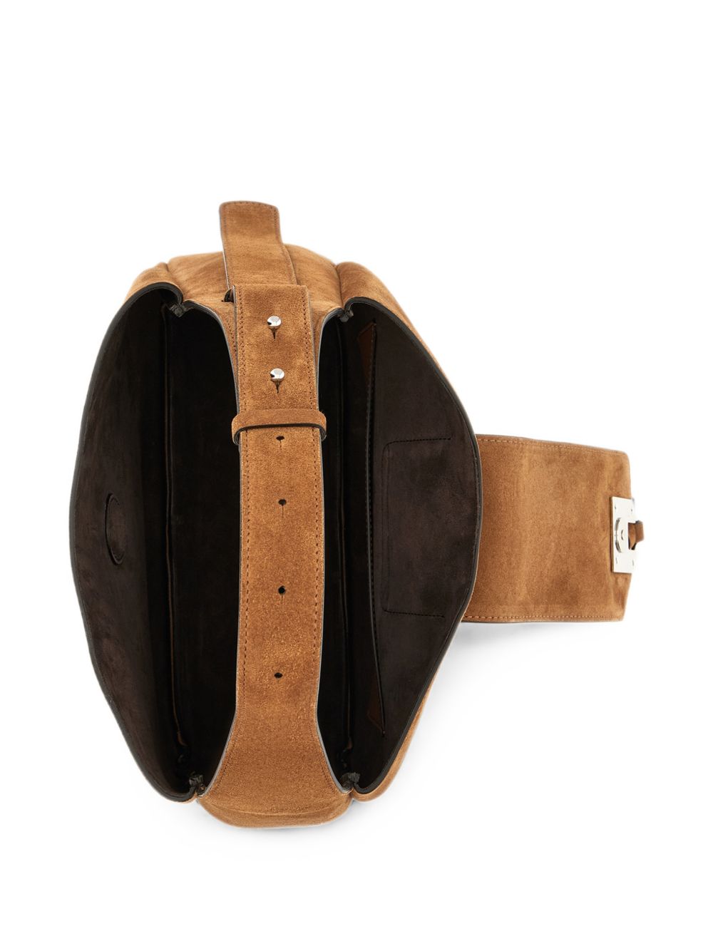 HOGAN Borsa tote a mano in suede marrone cammello con placca logo