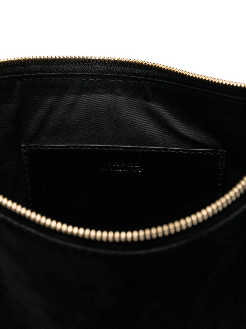 ISABEL MARANT Borsa a spalla nera in suede con frange stile rock