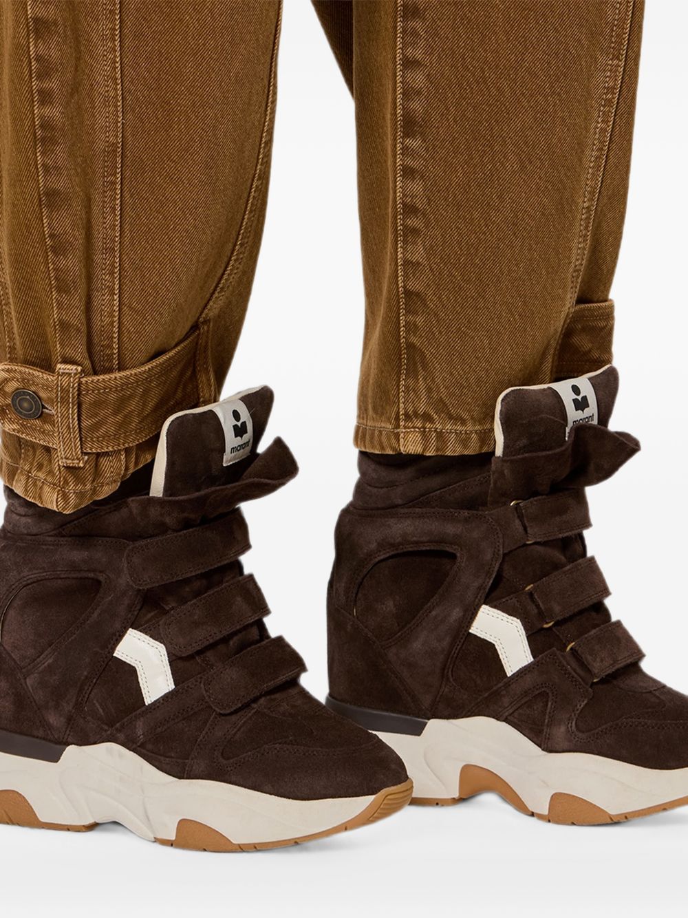 ISABEL MARANT Sneaker Balskee in suede con zeppa e chiusura con velcro