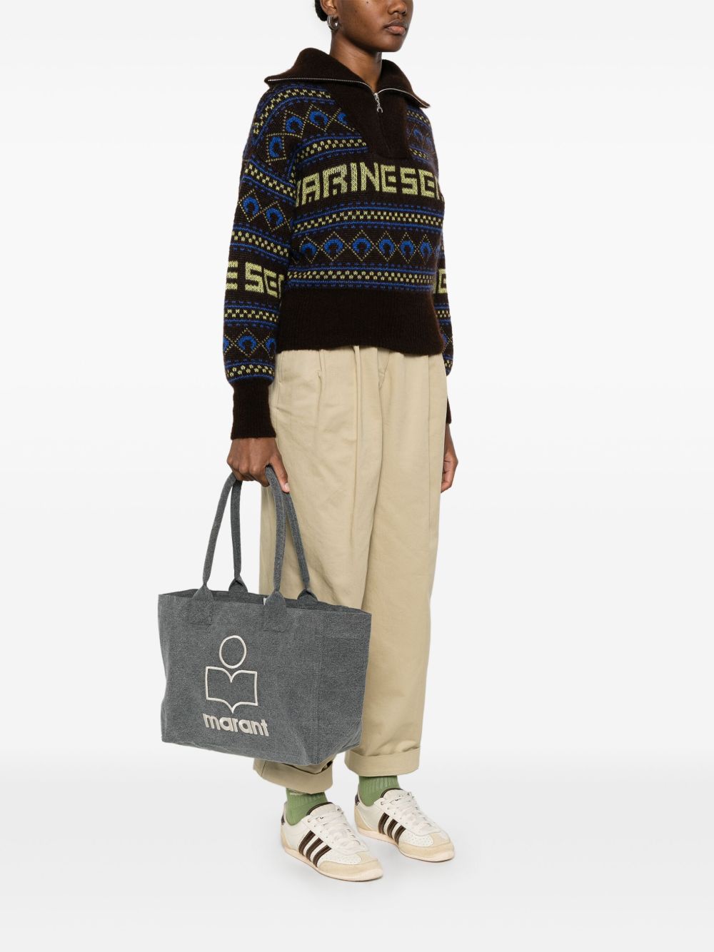 ISABEL MARANT Tote bag Yenky Zipped grigia in cotone