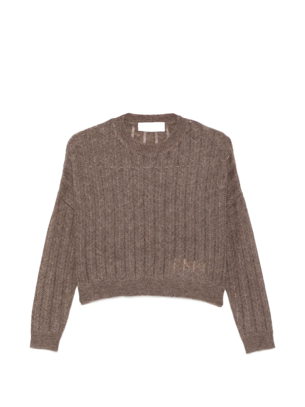 IVORY PARIS Maglia girocollo marrone semitraforata