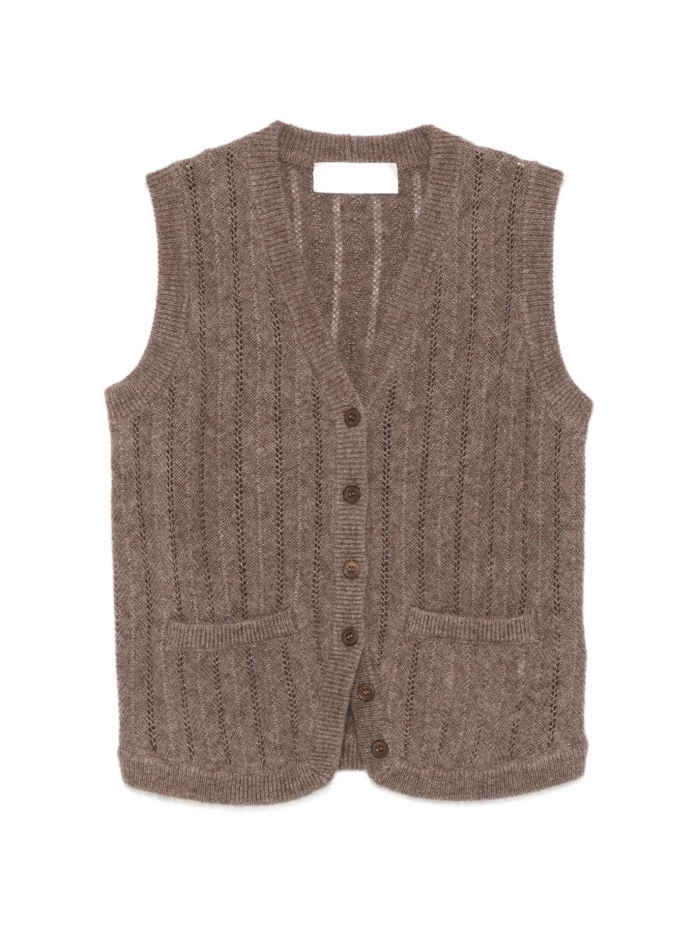 IVORY PARIS Gilet in maglia semitraforata marrone