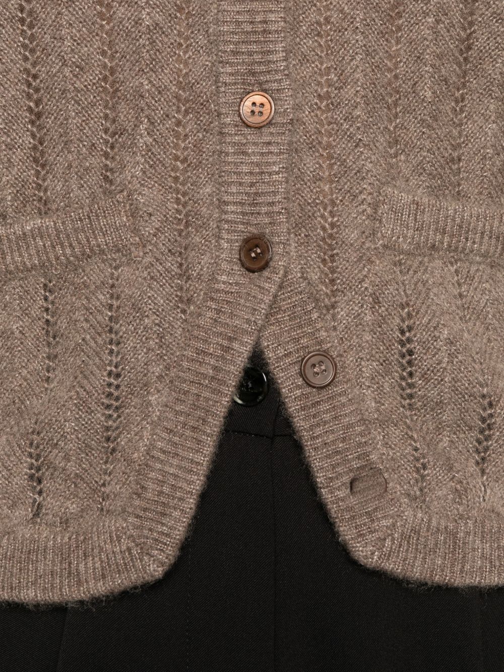 IVORY PARIS Gilet in maglia semitraforata marrone