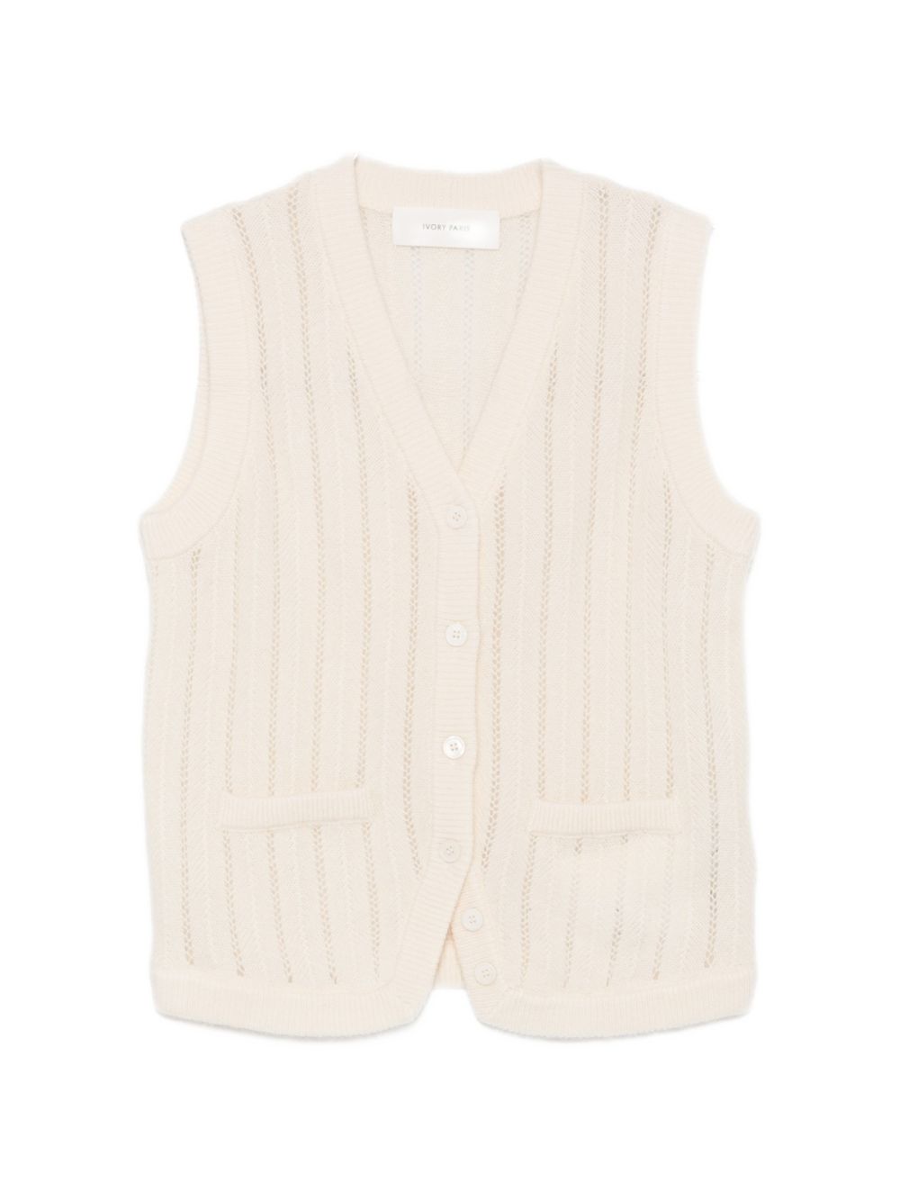 IVORY PARIS Gilet in maglia traforata avorio