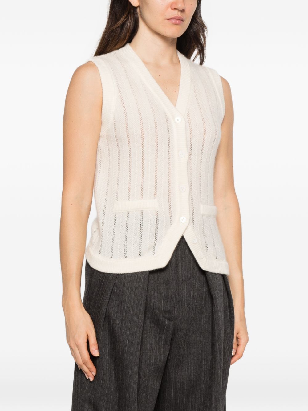 IVORY PARIS Gilet in maglia traforata avorio