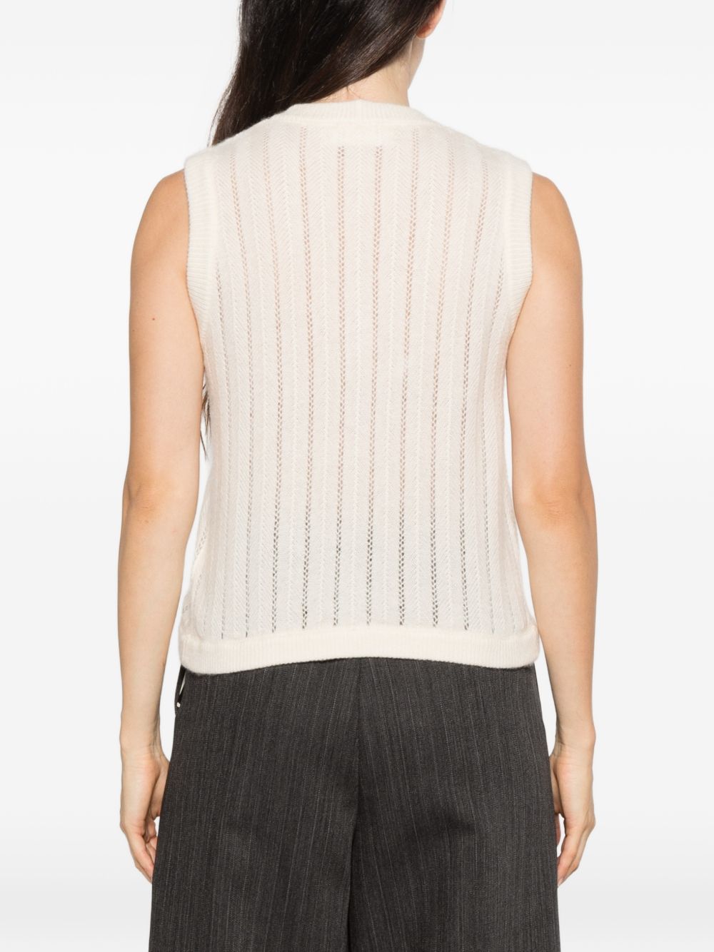 IVORY PARIS Gilet in maglia traforata avorio