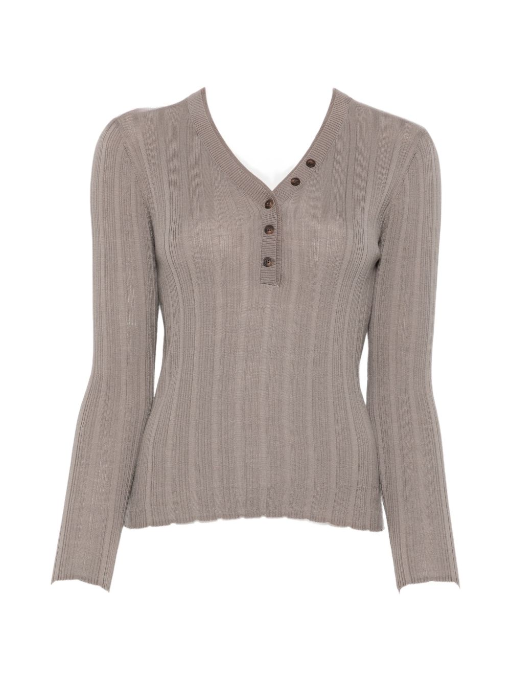 IVORY PARIS Maglia Vera con scollo a V in lana merino tortora