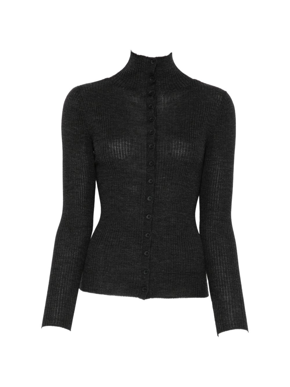 IVORY PARIS Cardigan in lana merino grigio scuro