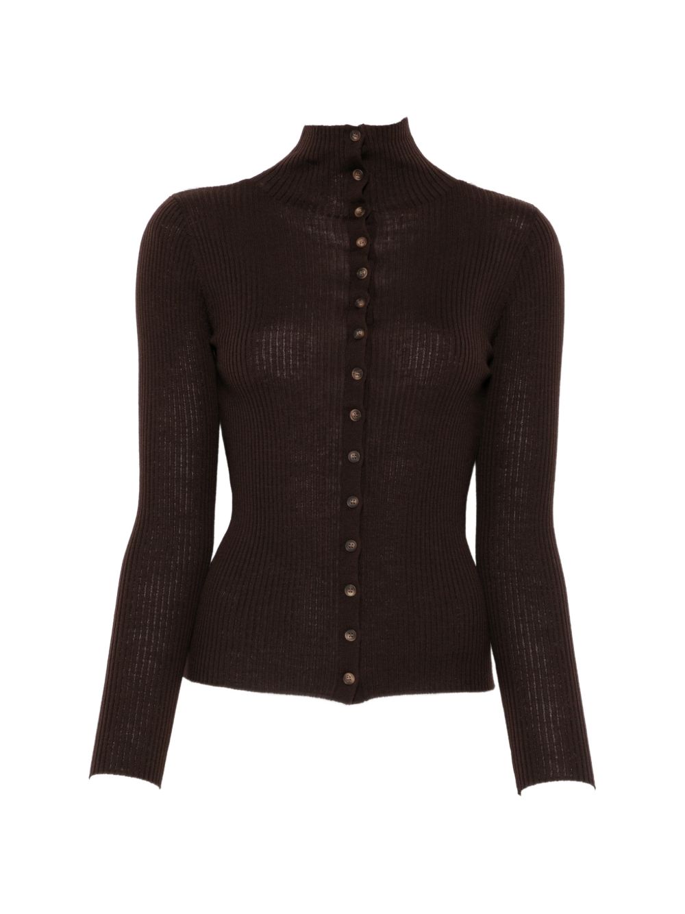 IVORY PARIS Cardigan in lana merino marrone