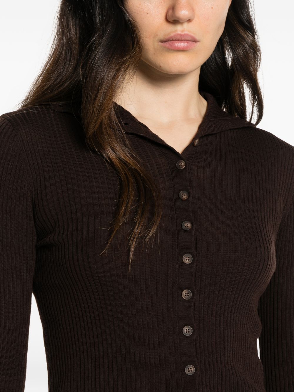 IVORY PARIS Cardigan in lana merino marrone