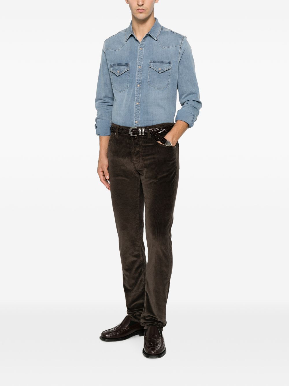 JACOB COHEN Pantaloni uomo marroni in velluto a costine