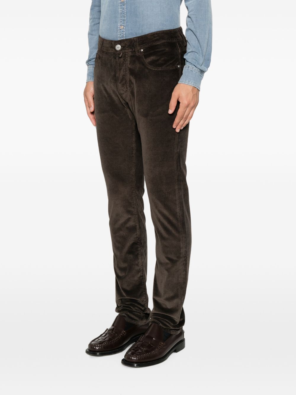 JACOB COHEN Pantaloni uomo marroni in velluto a costine