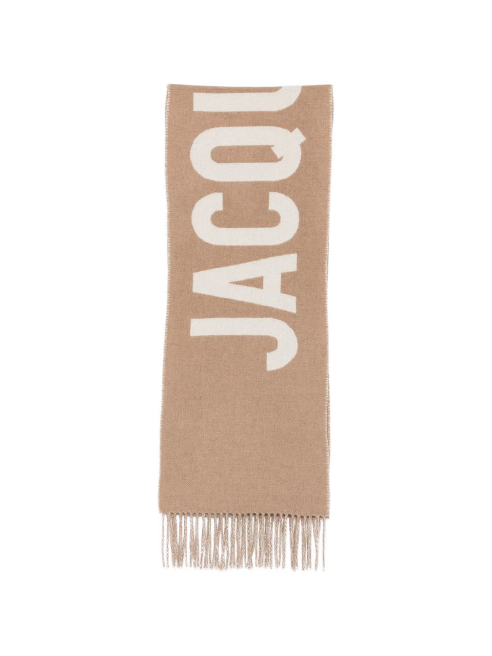 JACQUEMUS Sciarpa in lana con logo e frange