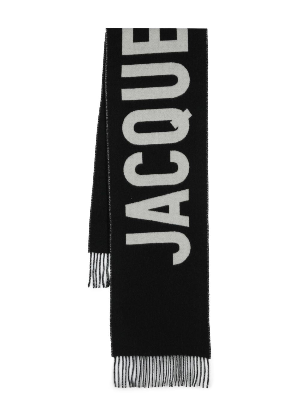 JACQUEMUS Sciarpa in lana con logo e frange