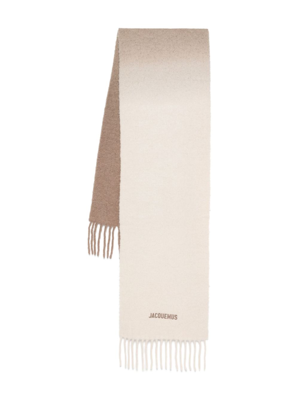 JACQUEMUS Sciarpa L'Écharpe Moisson beige in misto alpaca con frange