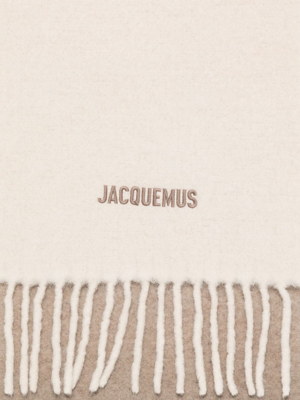 JACQUEMUS Sciarpa L'Écharpe Moisson beige in misto alpaca con frange