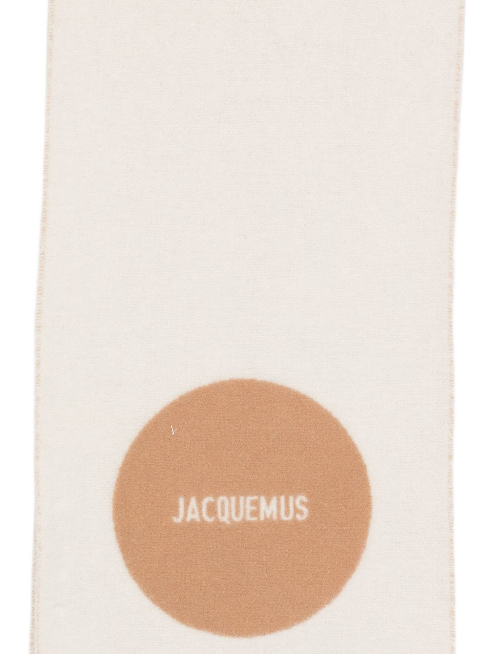 JACQUEMUS Sciarpa Rond Carré in lana beige con logo jacquard