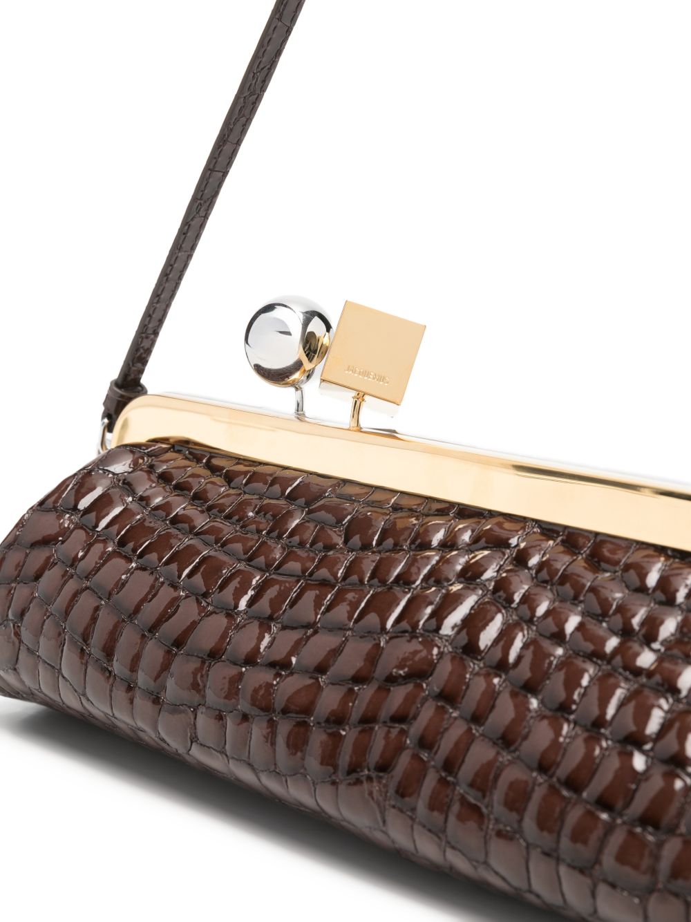 JACQUEMUS Pochette La Pochette Salon marrone in pelle effetto coccodrillo