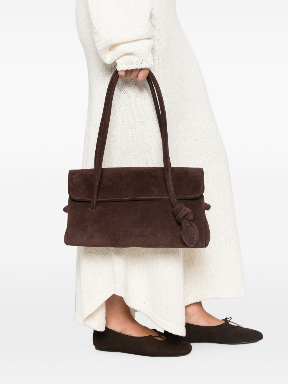 JACQUEMUS Borsa Turismo Long in pelle scamosciata marrone