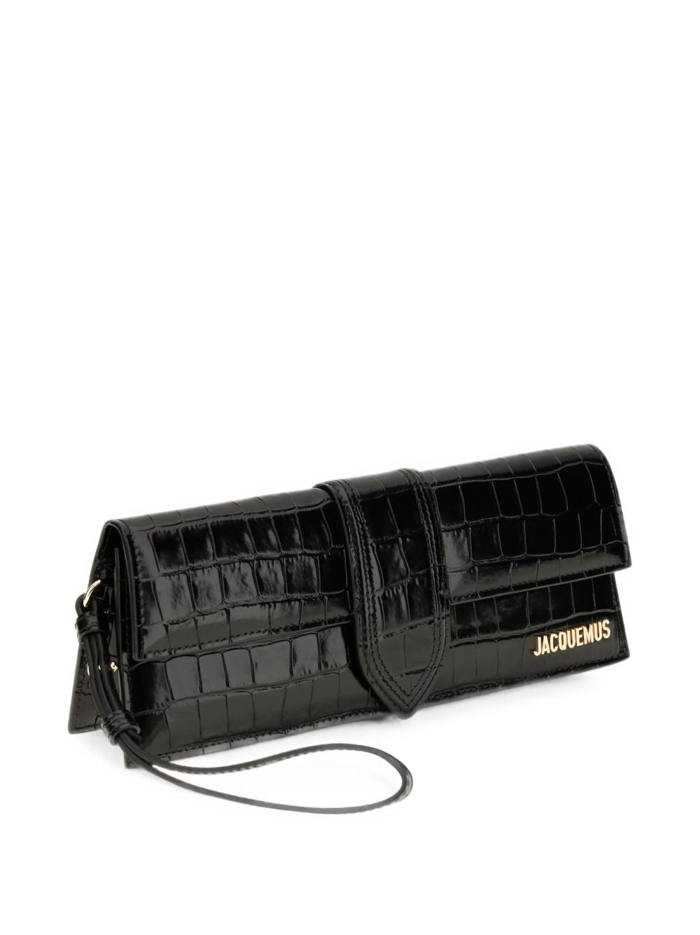 JACQUEMUS Pochette Bambino in pelle effetto coccodrillo nera