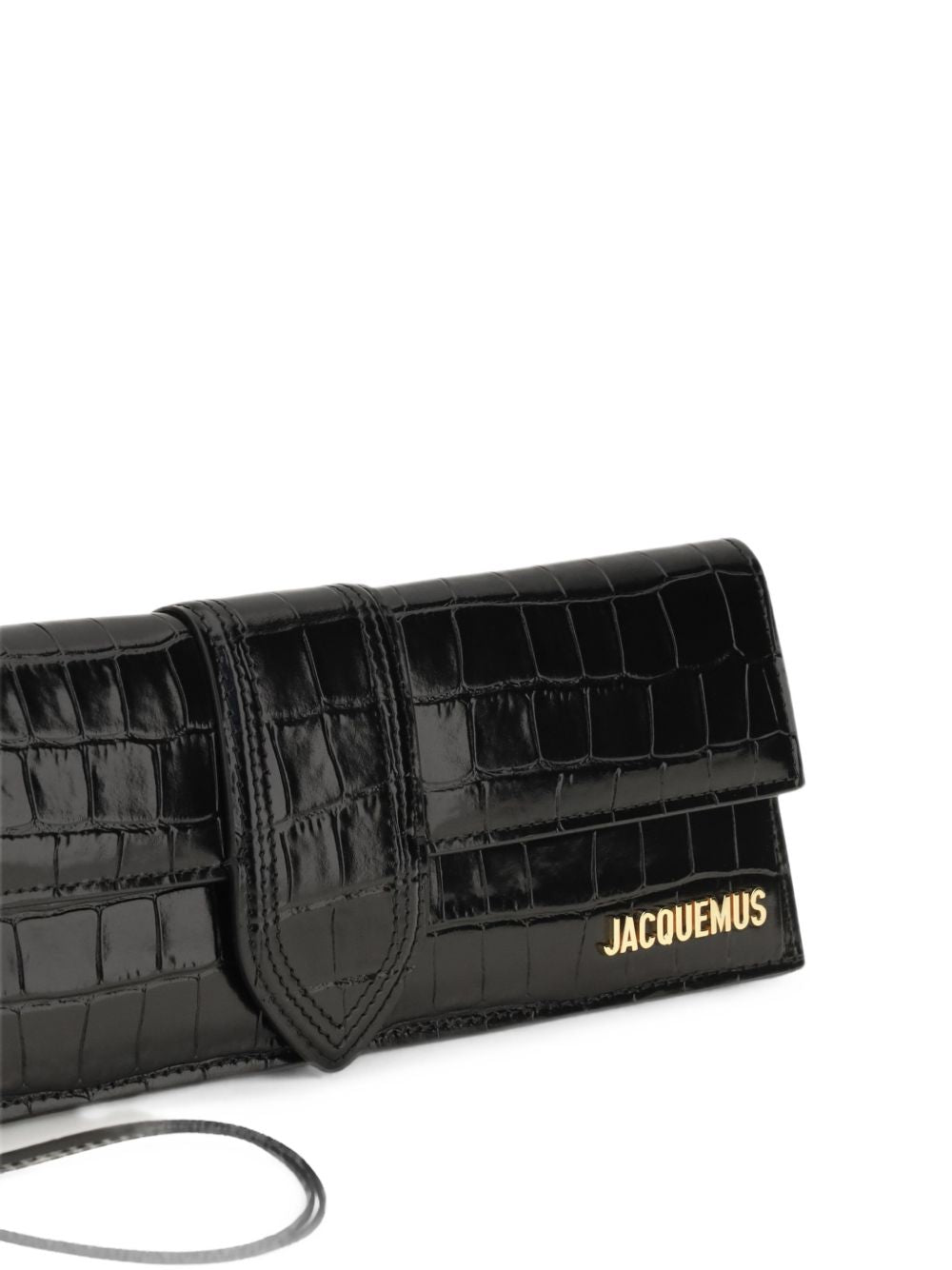 JACQUEMUS Pochette Bambino in pelle effetto coccodrillo nera