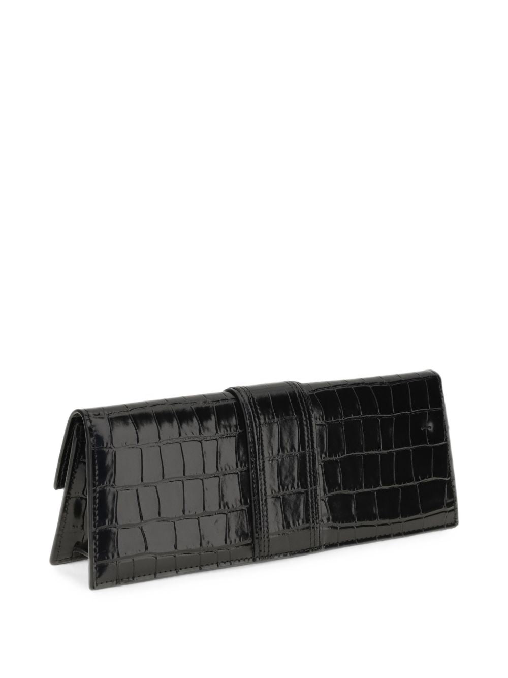 JACQUEMUS Pochette Bambino in pelle effetto coccodrillo nera