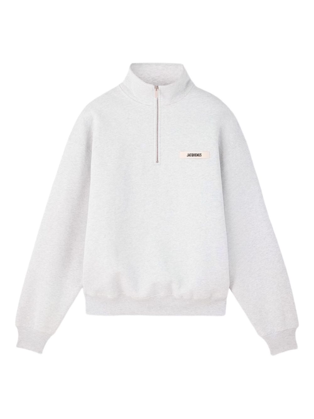 JACQUEMUS Felpa grigio chiaro con zip e collo alto