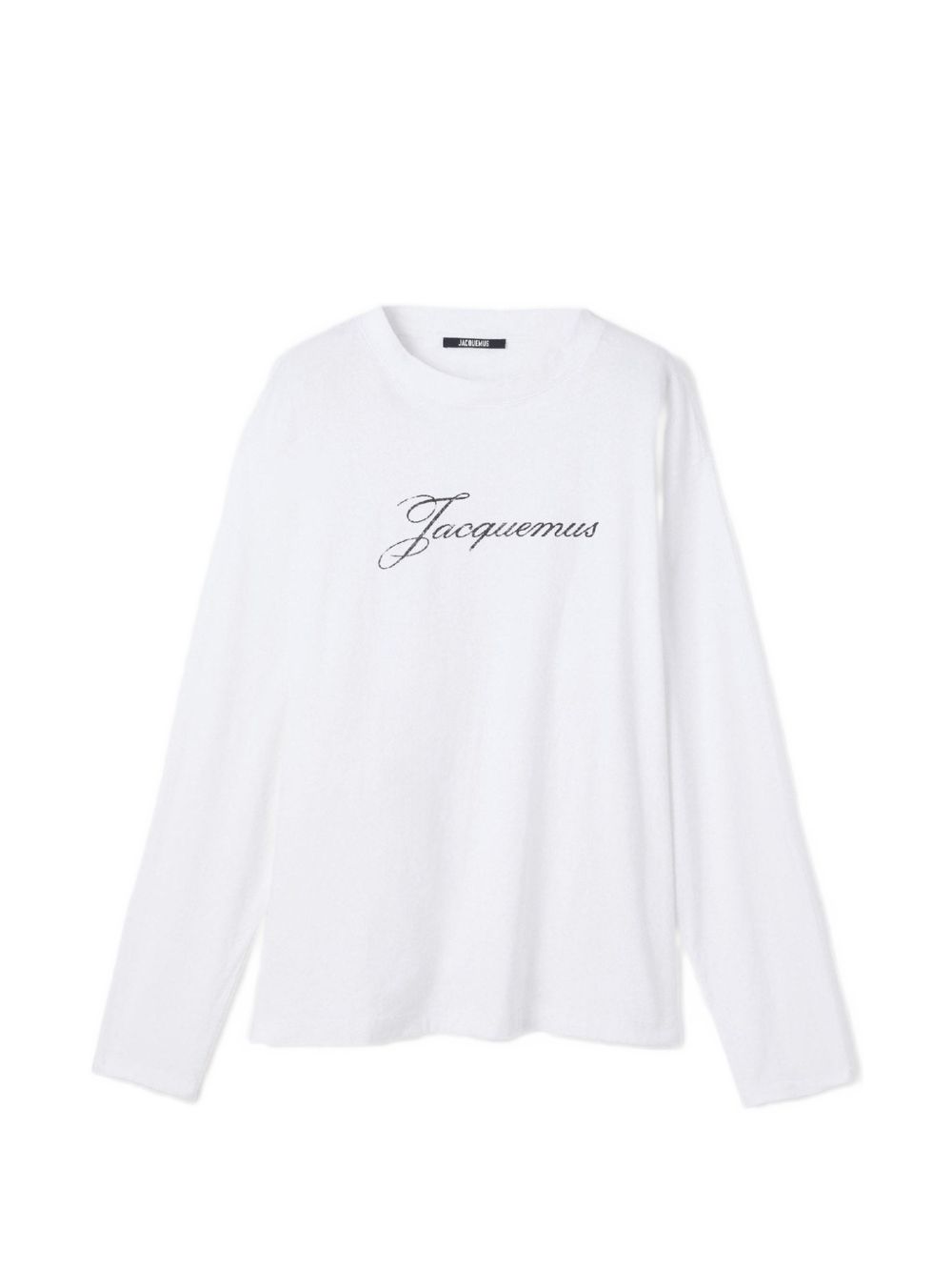 JACQUEMUS Maglia girocollo bianca a maniche lunghe con logo